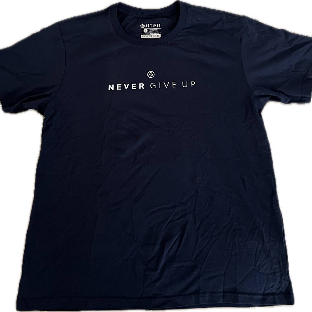 Navy Blue Crew Neck Tee with Motivational Message